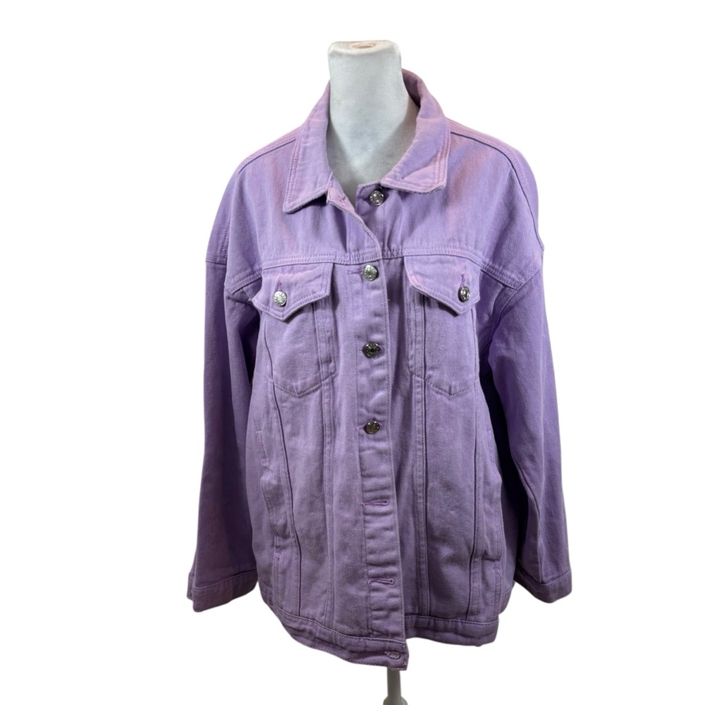 New without Tags Ladies Lavender Oversized Denim Jacket Size Medium